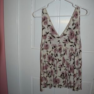 Flowy floral tank with velvet trim